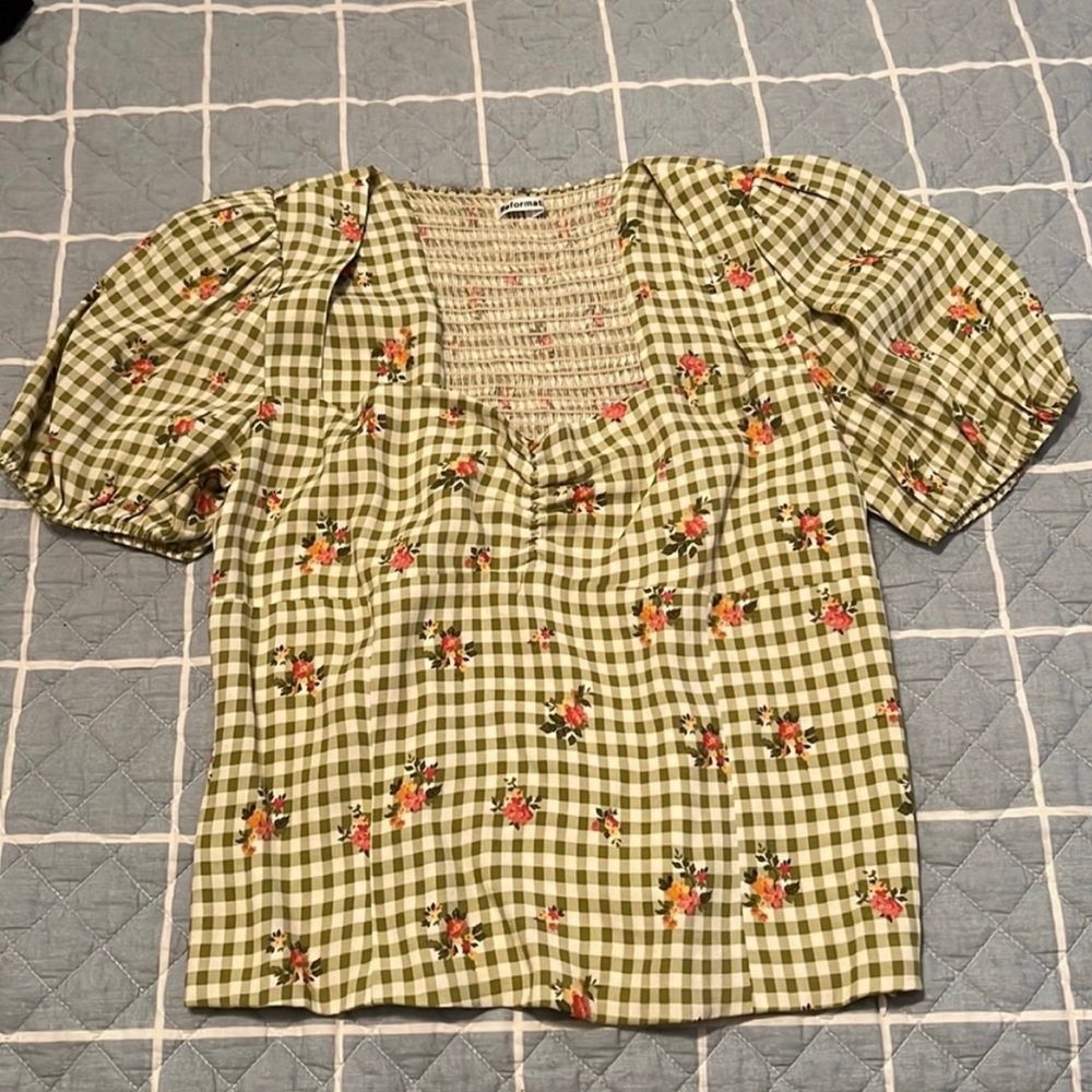 Reformation Green Floral top